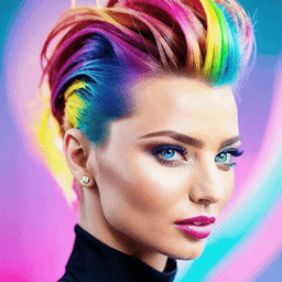 Quiff Rainbow Hairstyle AI avatar/profile picture for women